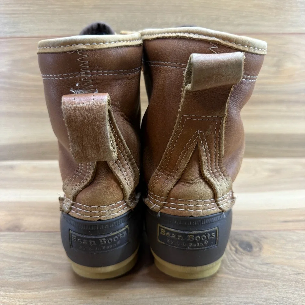 LL BEAN Duck Boots Mens 8 M Brown Leather Gore Tex Waterproof